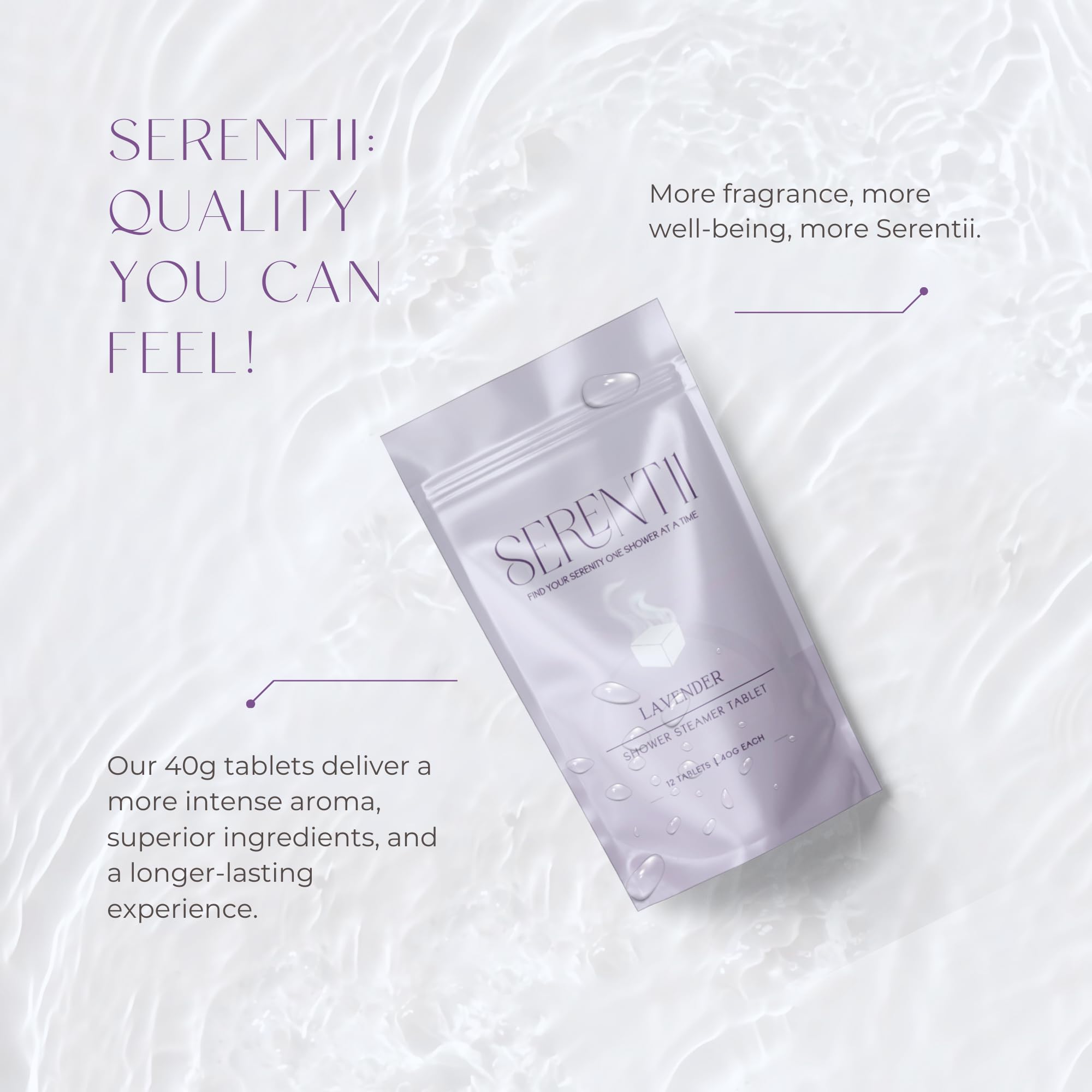 Serentii packaged shower steamer ready for travel and storage