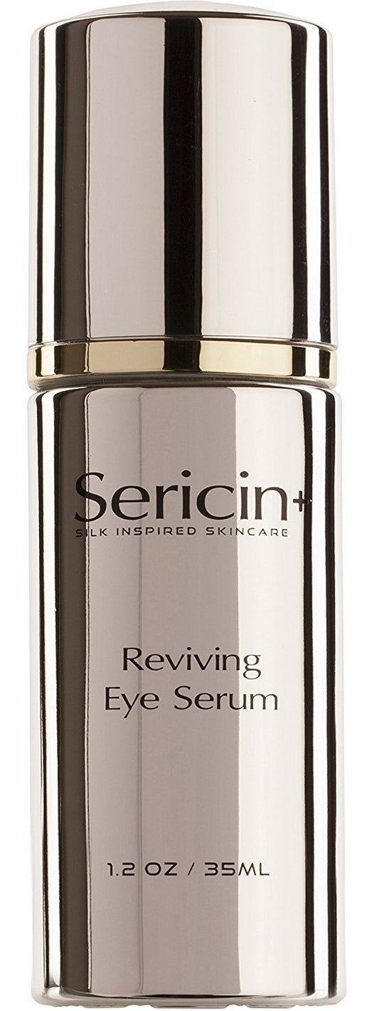 Sericin+ Reviving Eye Serum application demonstrates light absorption around the eye.