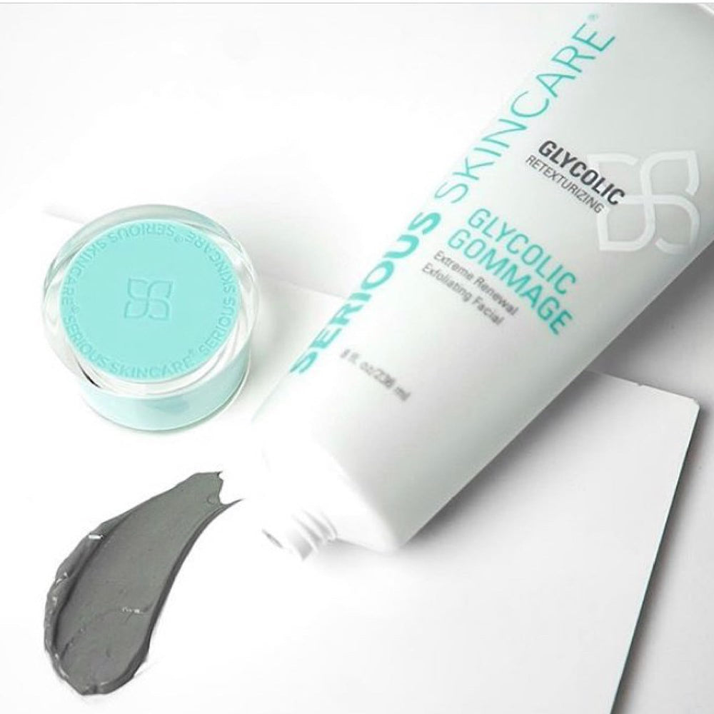 Serious Skincare Glycolic Gommage packaging highlights premium skincare experience.