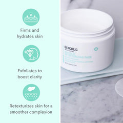 Serious Skincare Glycolic Retexturizing Trio packaging shows cleansing, exfoliating and renewing steps