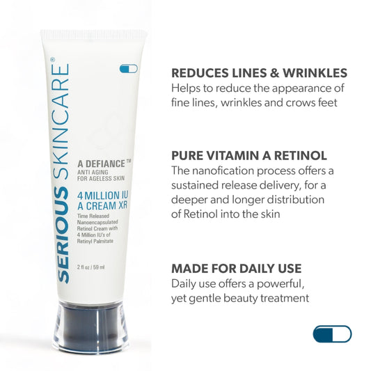 Serious Skincare Retinol Cream packaging box on display for premium skincare.