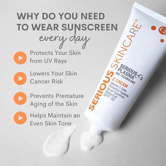 Serious Skincare SPF30 face cream texture close-up with seamless blend