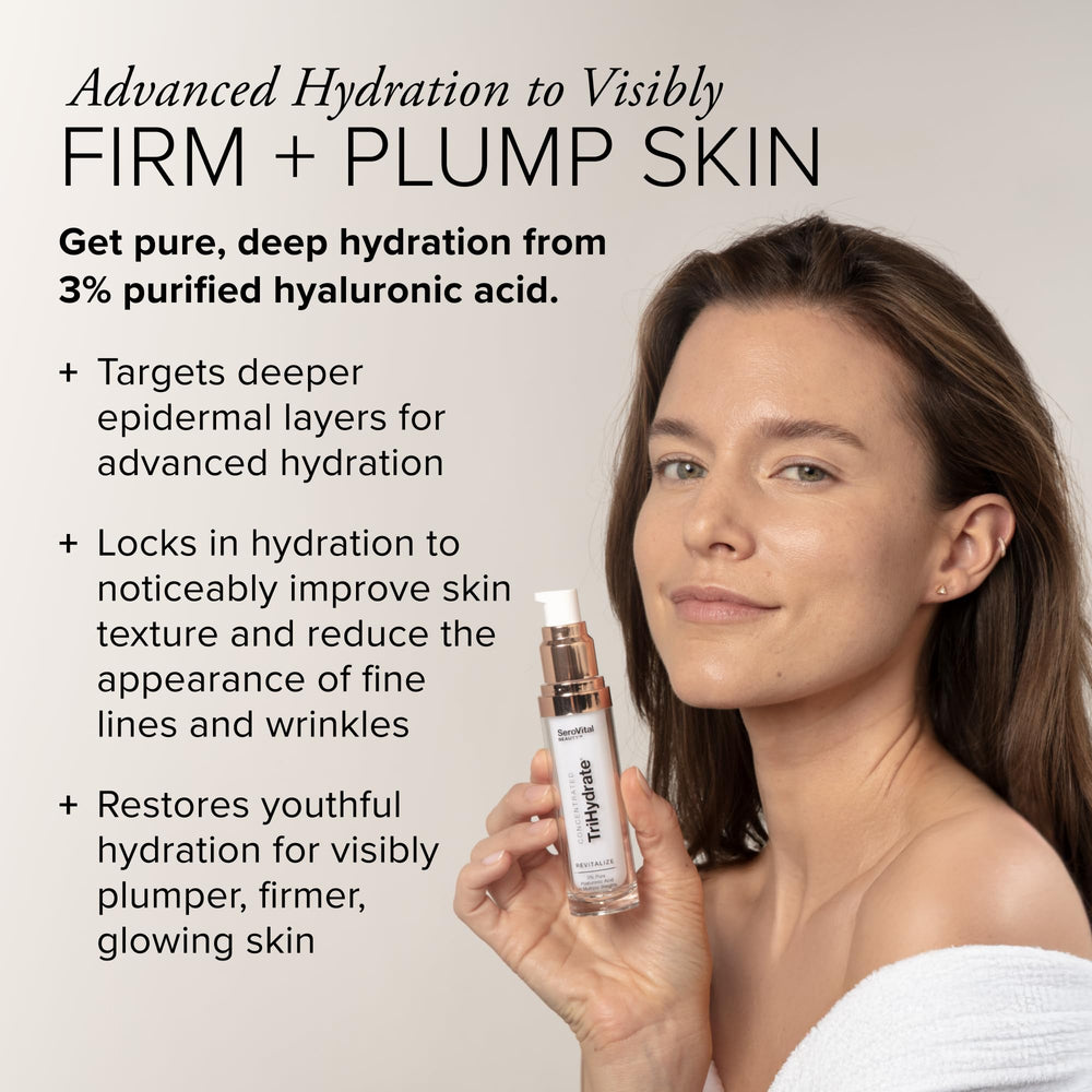 Serovital TriHydrate gel texture visible for smooth, hydrated skin.
