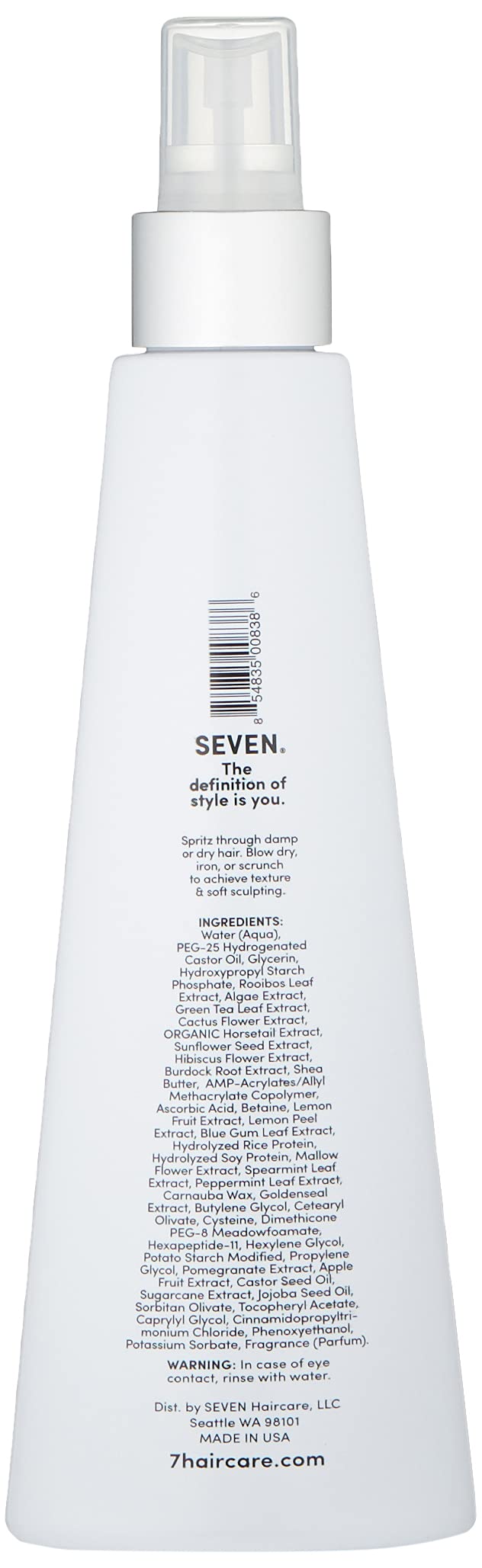 SEVEN Cubica Tousle texture spray creates beachy waves with lightweight hold.