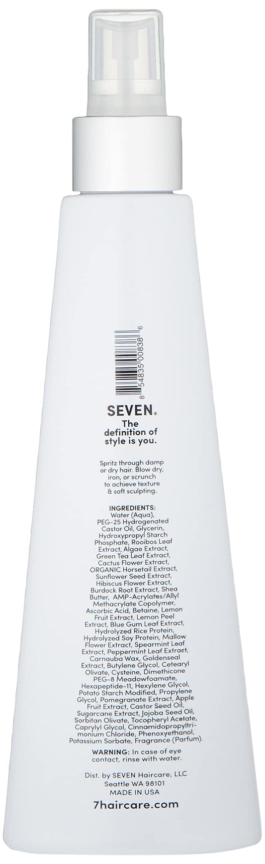 SEVEN Cubica Tousle texture spray creates beachy waves with lightweight hold.