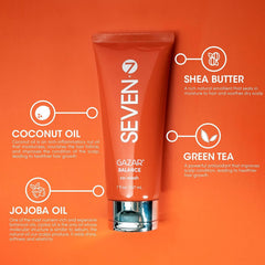 SEVEN GAZAR BALANCE ingredients—shea butter and coconut oil—nourish dry strands.