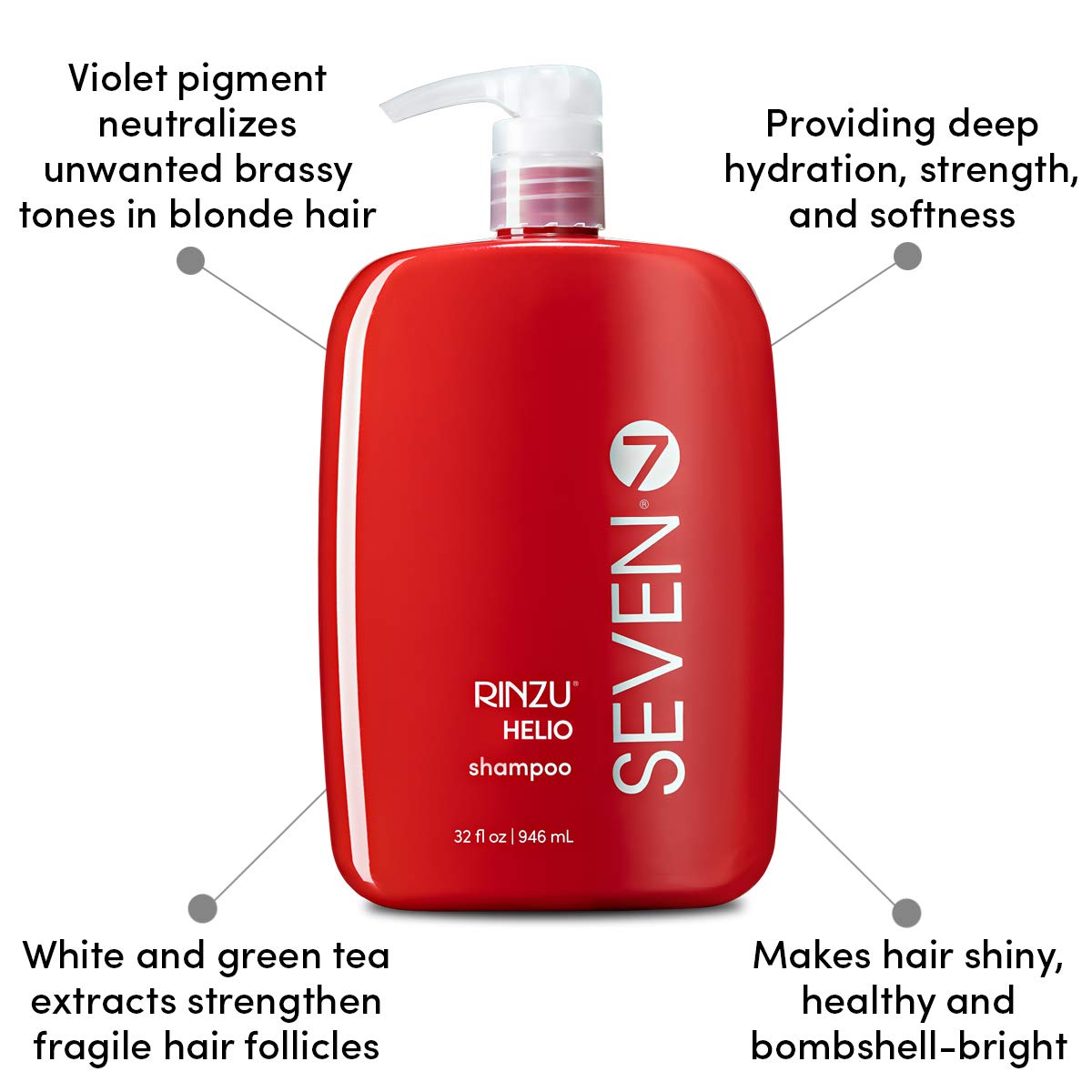 Seven Rinzu Helio Violet shampoo-green-tea-ingredients highlights green tea and amino acids.