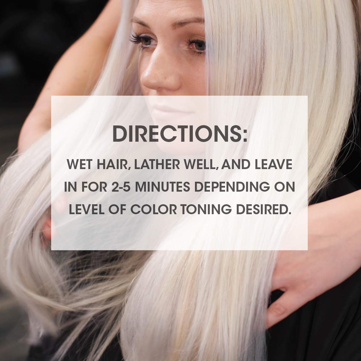 Seven Rinzu Helio Violet shampoo-lather-massage demonstrates violet toning on brassiness-prone hair.