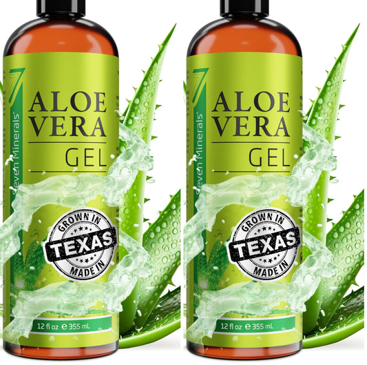 Seven Minerals Aloe Vera Gel juice close-up for fast absorption and pure hydration.