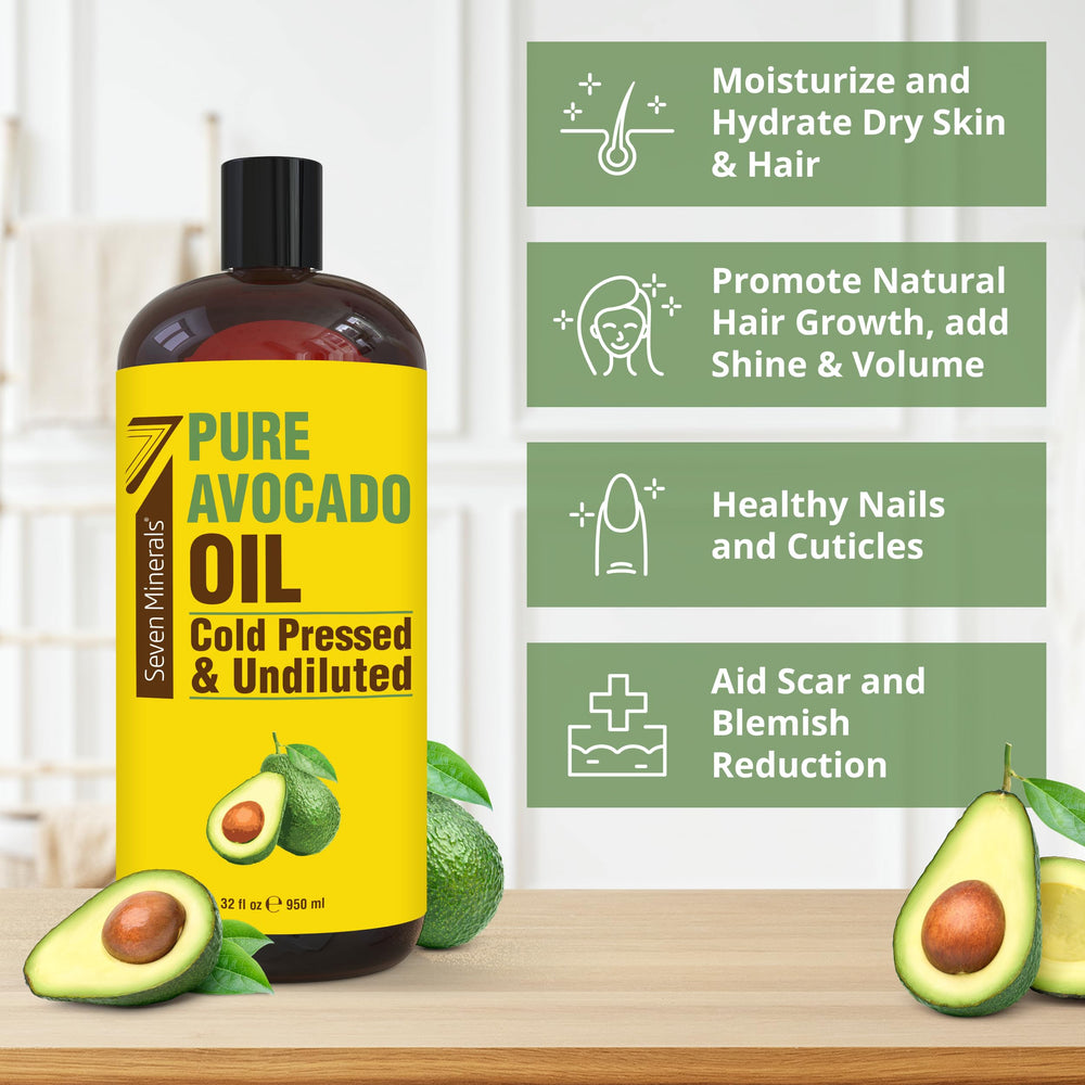 Seven Minerals Avocado Oil hair-ends for moisture and shine