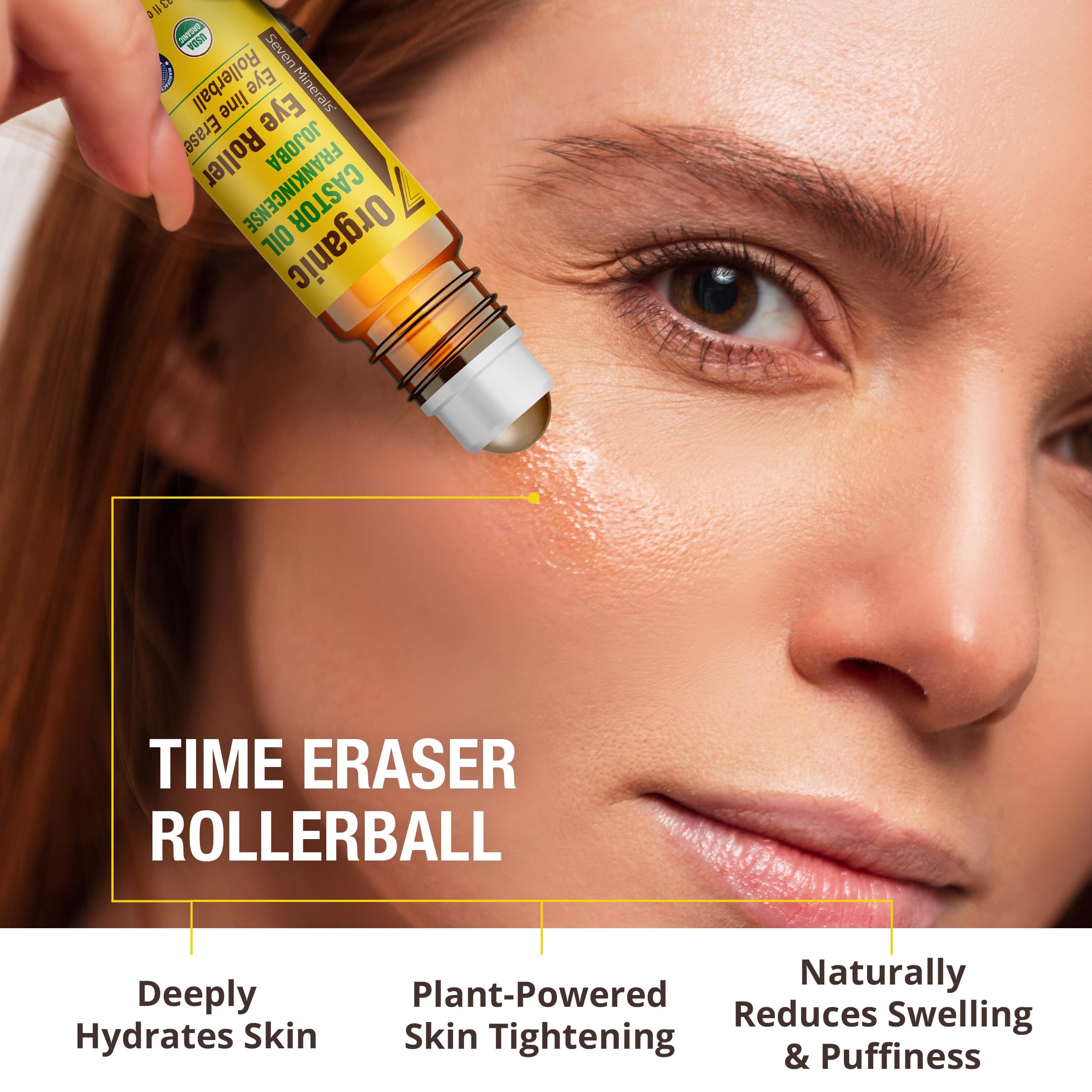 Seven Minerals packaging emphasizes organic, paraben-free skincare