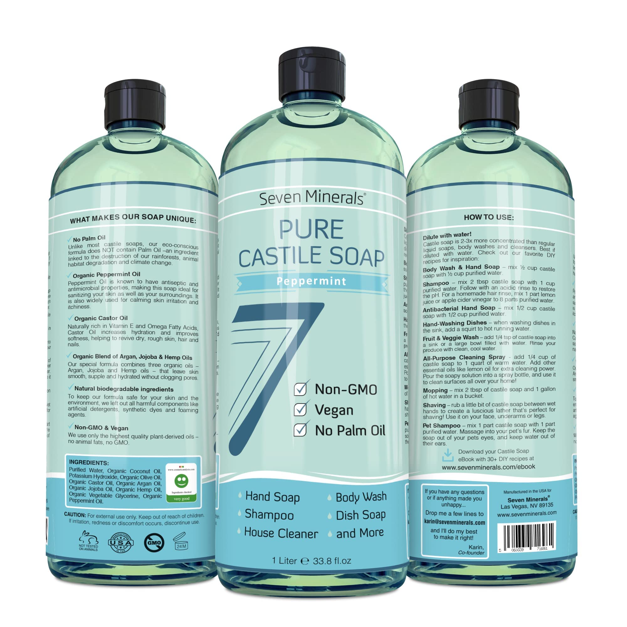 Palm-oil-free formula shown on packaging signals eco-friendly cleaning.