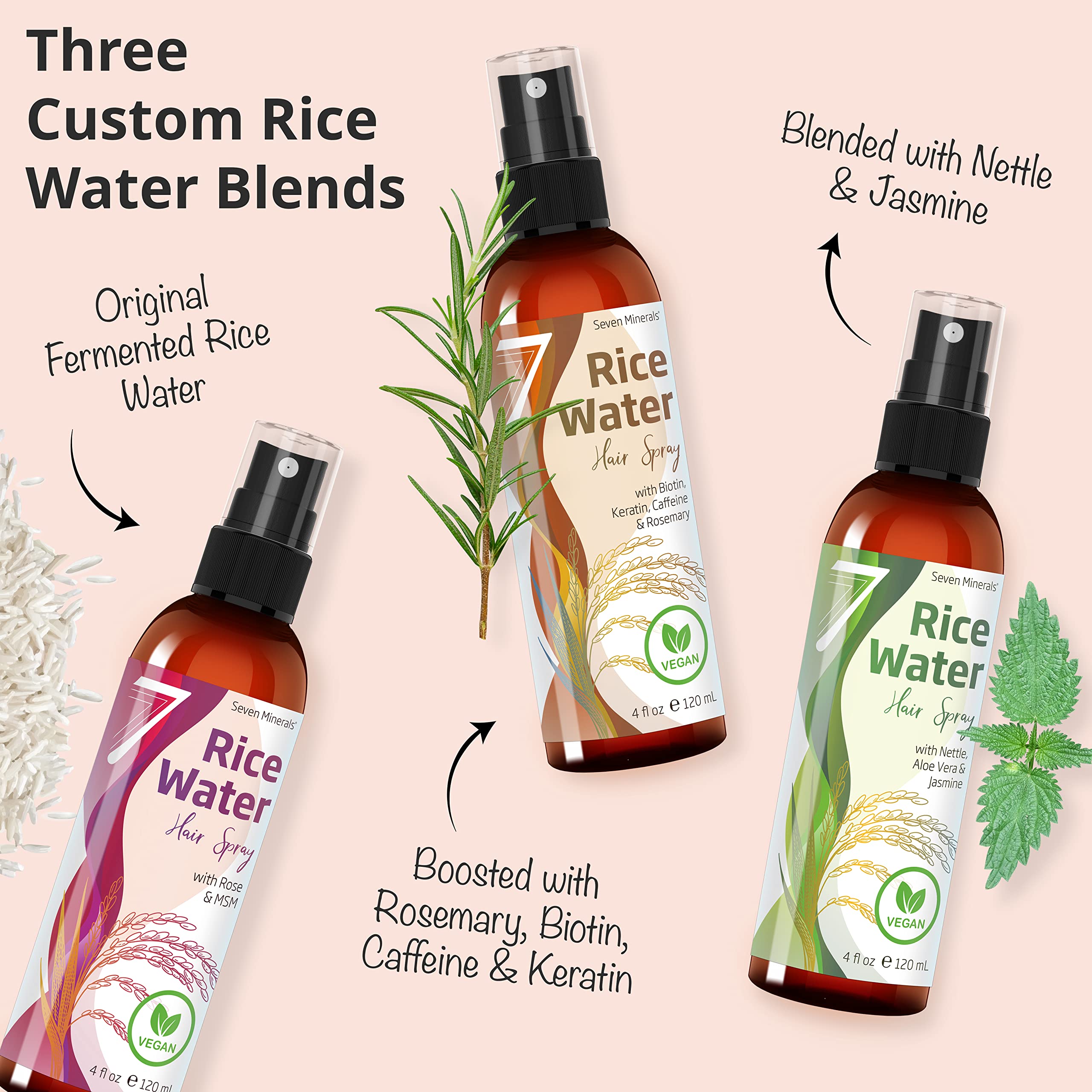 Seven Minerals packaging label emphasizes vegan and cruelty-free branding