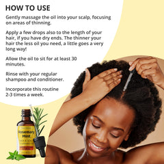 Applying Seven Minerals Rosemary Oil to the scalp for a daily routine