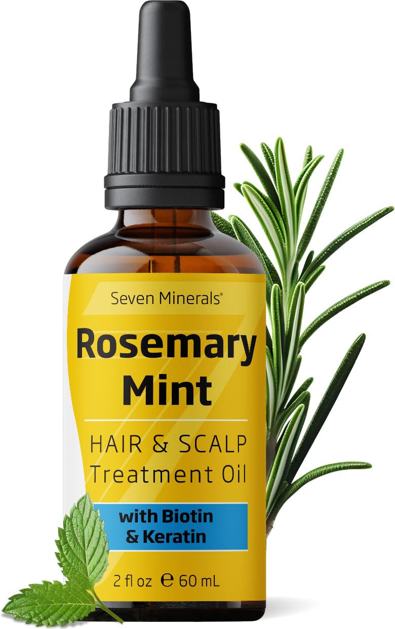 Seven Minerals Rosemary Oil bottle with dropper for hair growth support