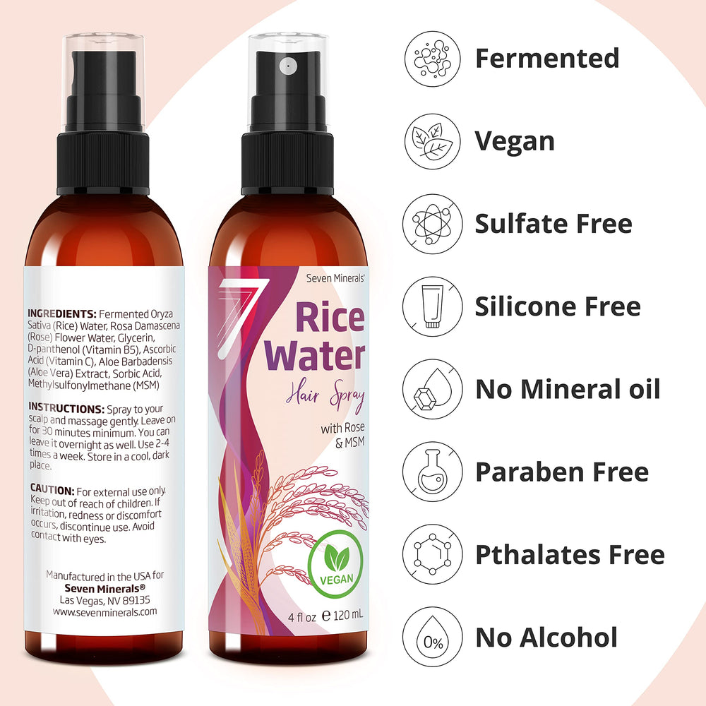 Applying Seven Minerals spray on hair demonstrates lightweight non-greasy feel