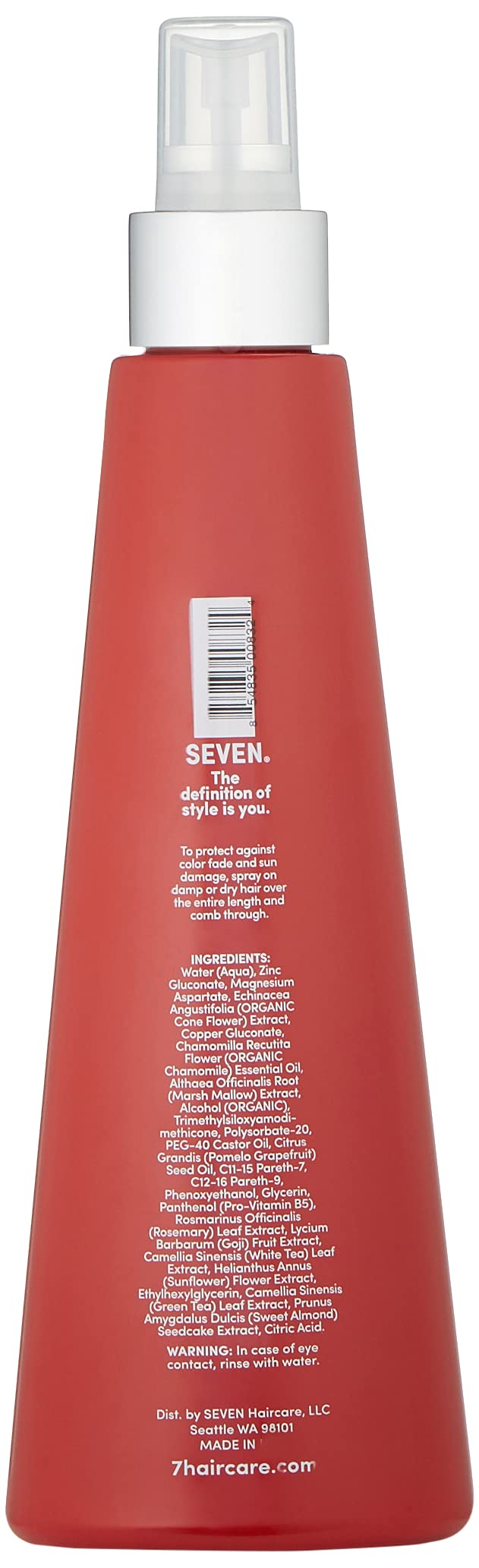 SEVEN Rinzu Cover UV Hairspray defends color against sun fading