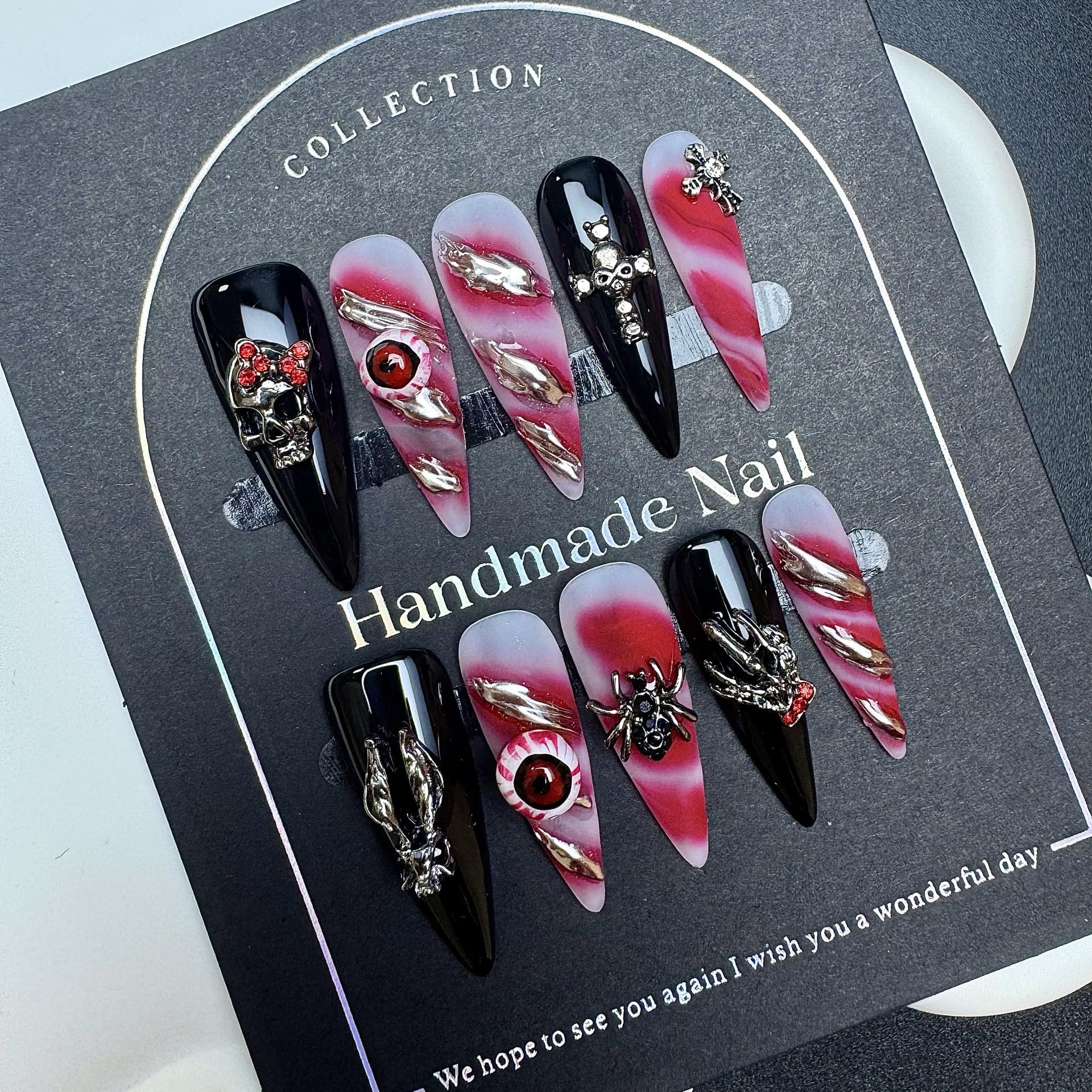 Sevgob gothic nails with detailed hand painted art