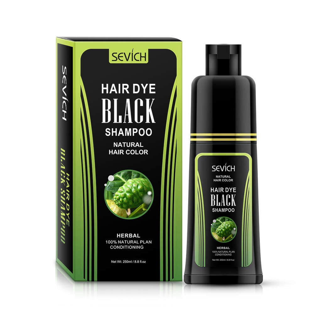 SEVICH Black Hair Shampoo bottle for quick at-home color coverage.