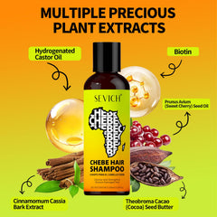 SEVICH Chebe natural ingredient blend graphic emphasizing repair potential.