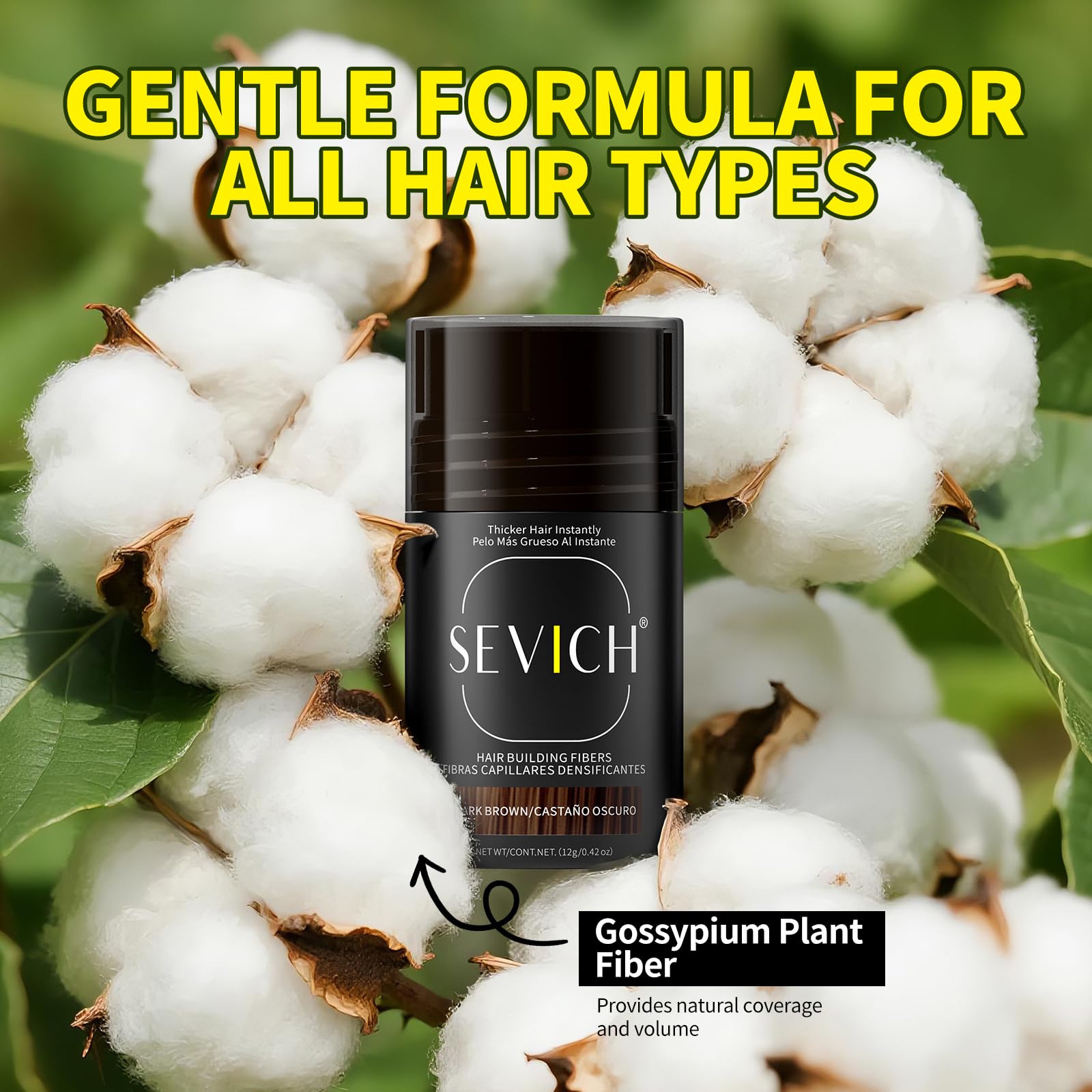 SEVICH Hair Fibers fuller look conveys instant density for daily style.