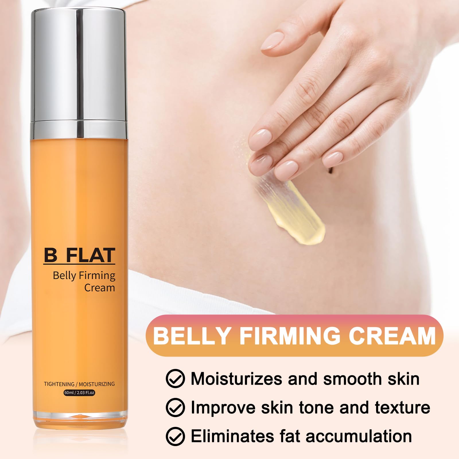 SEWOG B Flat Belly Cream pump illustrates convenient dispensation for daily routine.