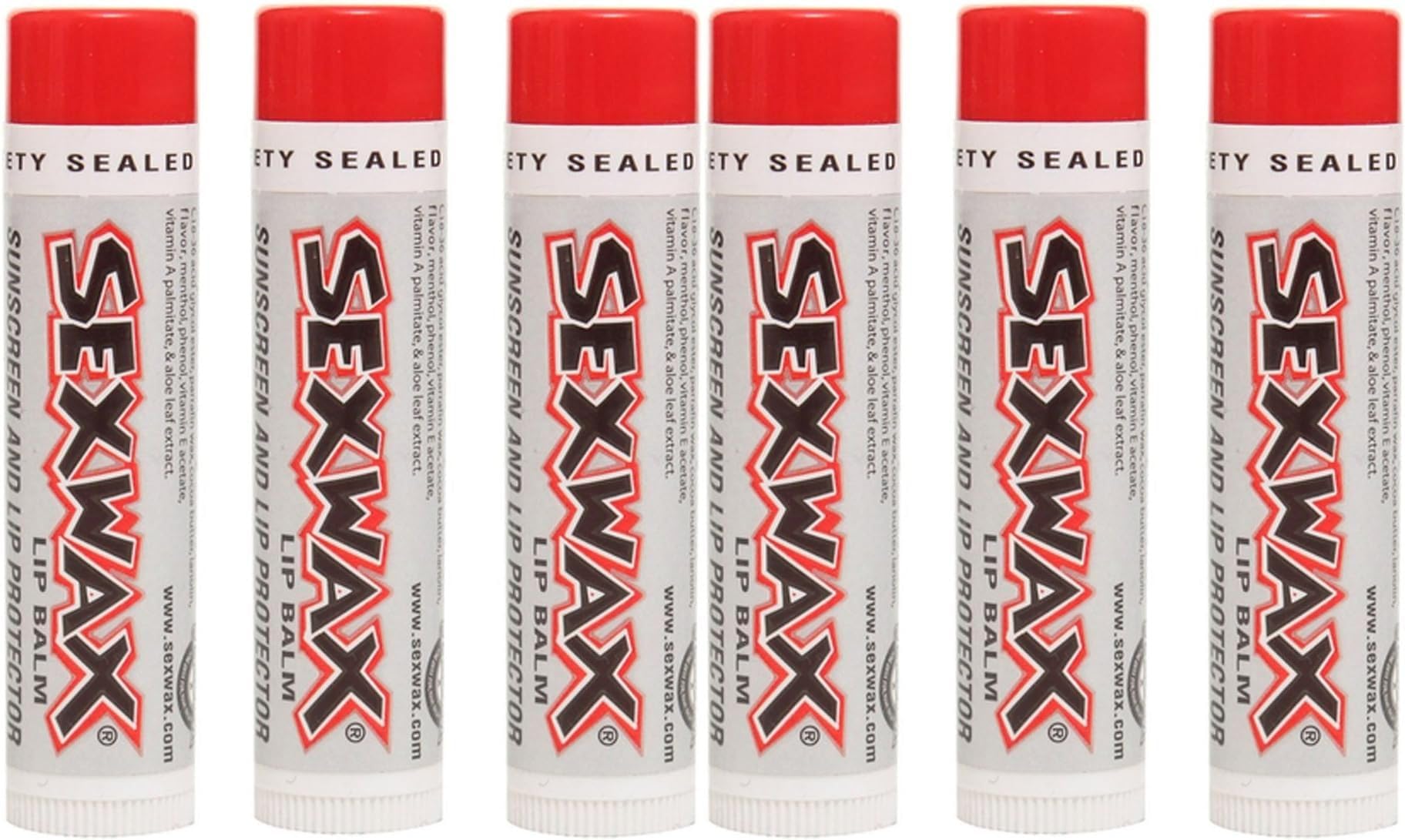Sex Wax lip balm 6-pack twist-up with SPF 30 protects lips during sun and surf