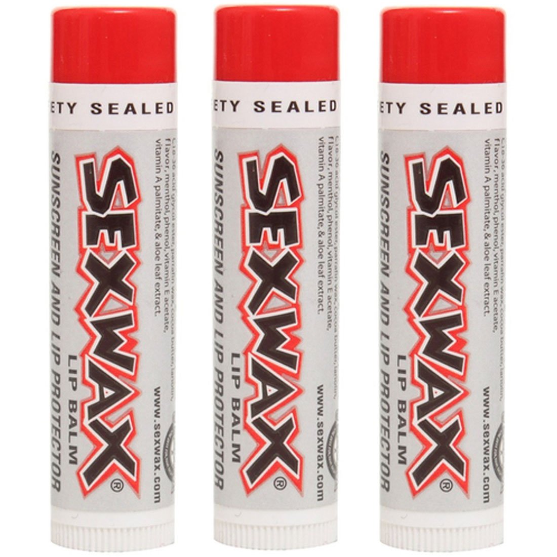Sex Wax SPF 30 lip balm twist-up stick keeps lips moisturized for beach days.