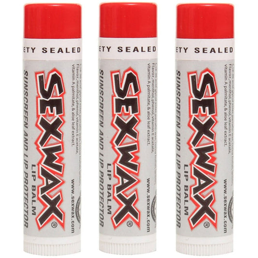 Sex Wax SPF 30 lip balm twist-up stick keeps lips moisturized for beach days.