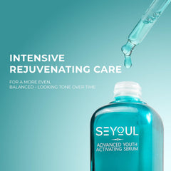 SEYOUL Advanced Youth Serum application on skin demonstrating quick absorption and soft feel.