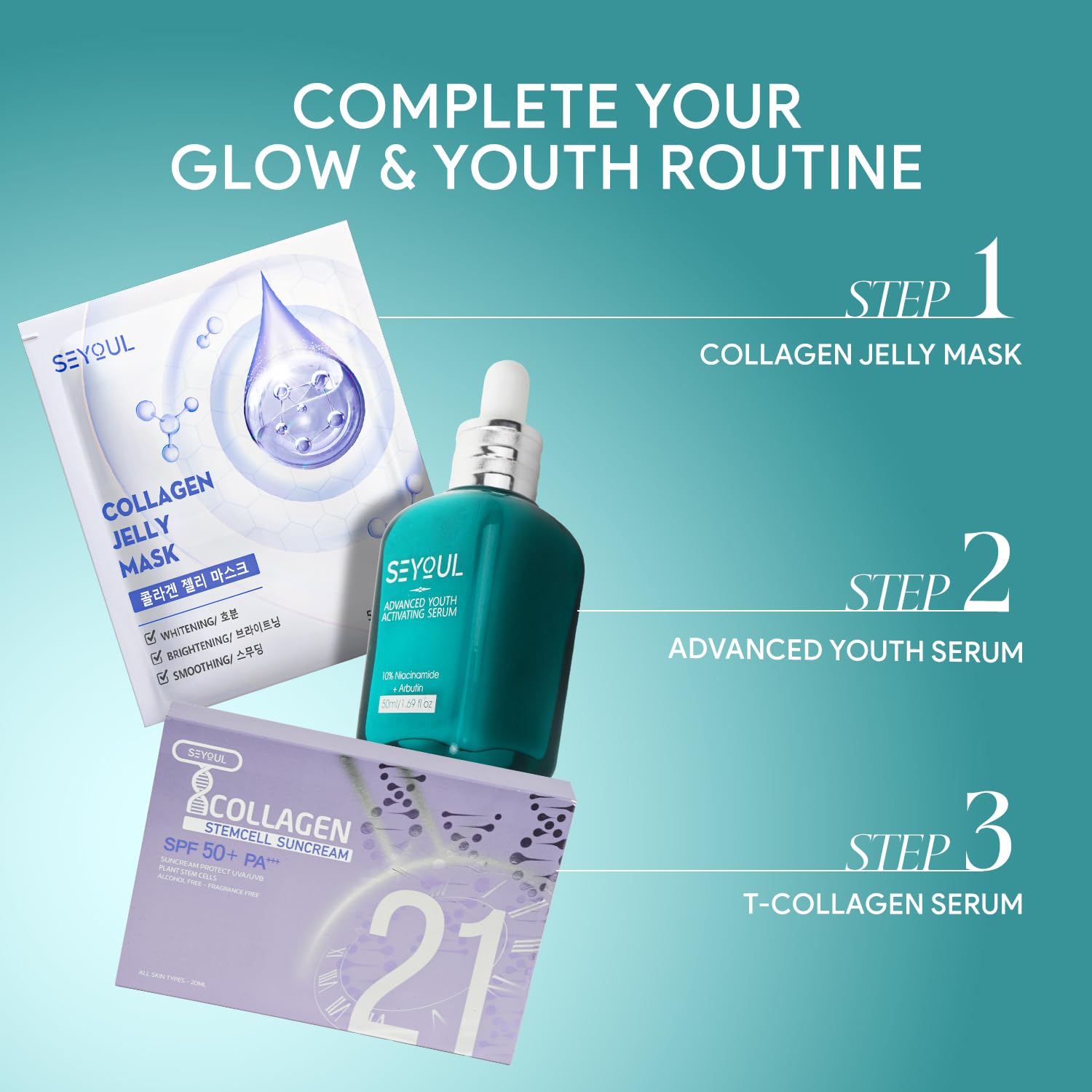 SEYOUL Advanced Youth Serum in use under makeup for a smooth base.