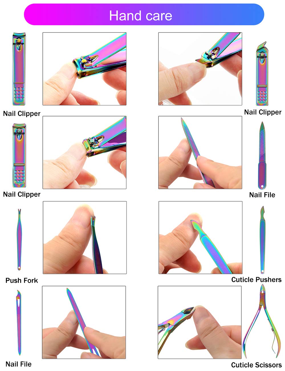 SFYDOM Rainbow manicure kit nail file for smooth nails
