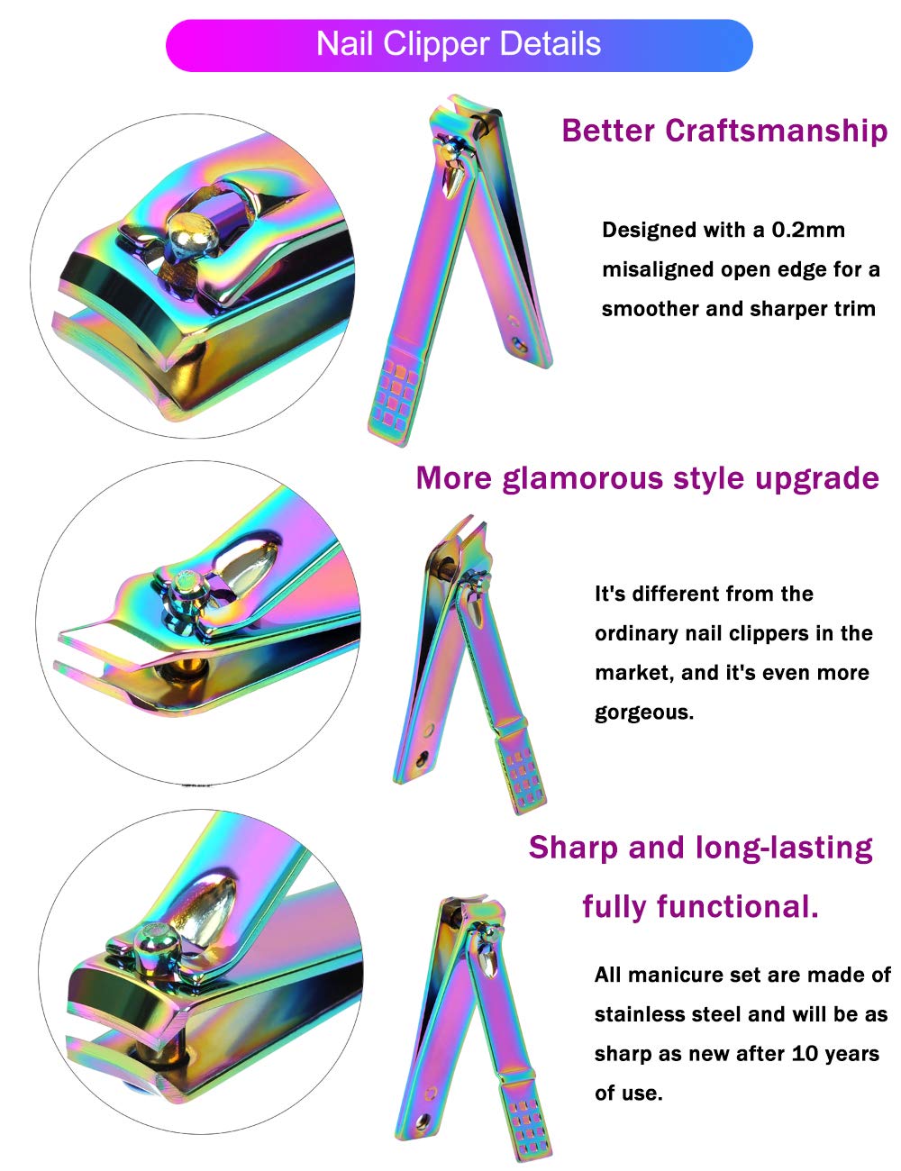SFYDOM Rainbow manicure kit tweezer for precise grooming