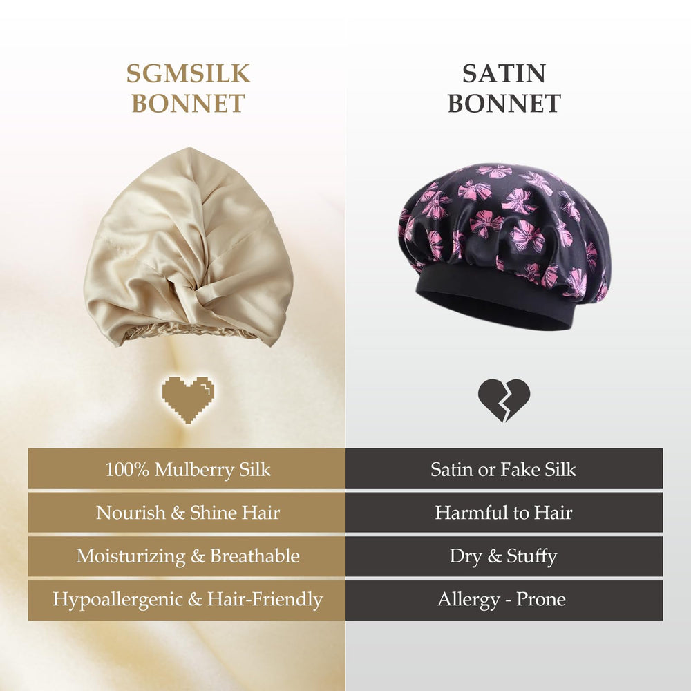SGMSILK bonnet helps reduce frizz for smoother morning hair