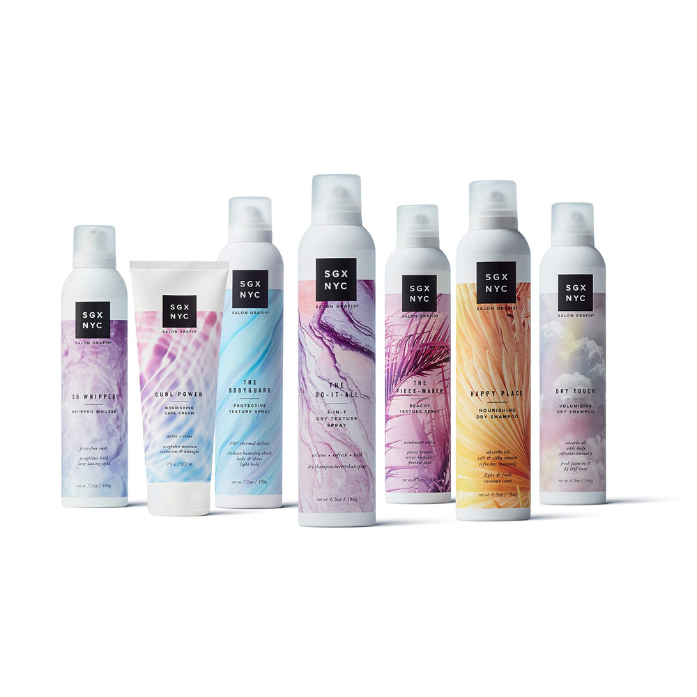 SGX NYC Do-It-All Texture Spray defining waves and curls.