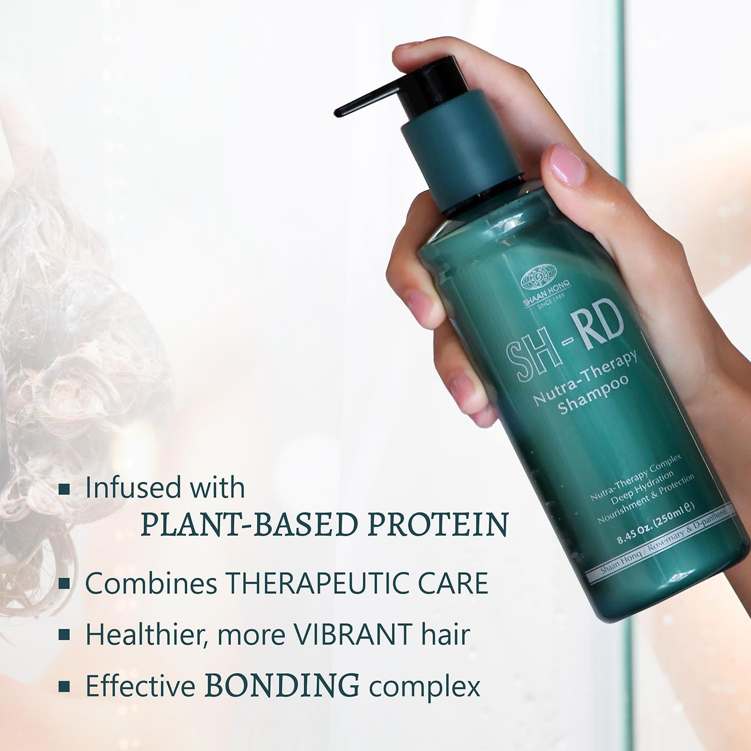 SH-RD Nutra-Therapy Shampoo lather action for gentle cleansing.