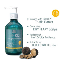 SH-RD Truffle Moisturizing Shampoo on hair shows keratin support for smoother strands