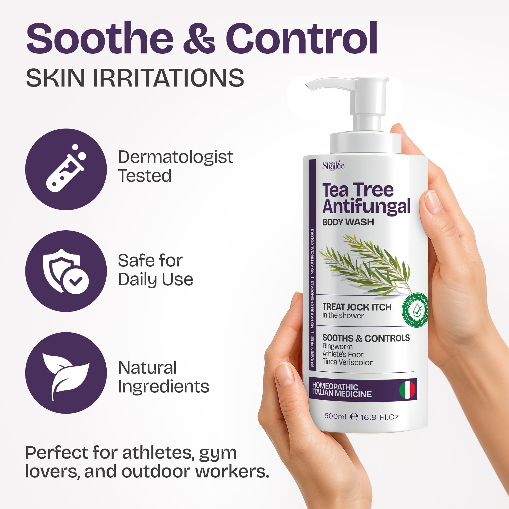 Rich foam from Shailee Tea Tree Body Wash for a thorough cleanse.