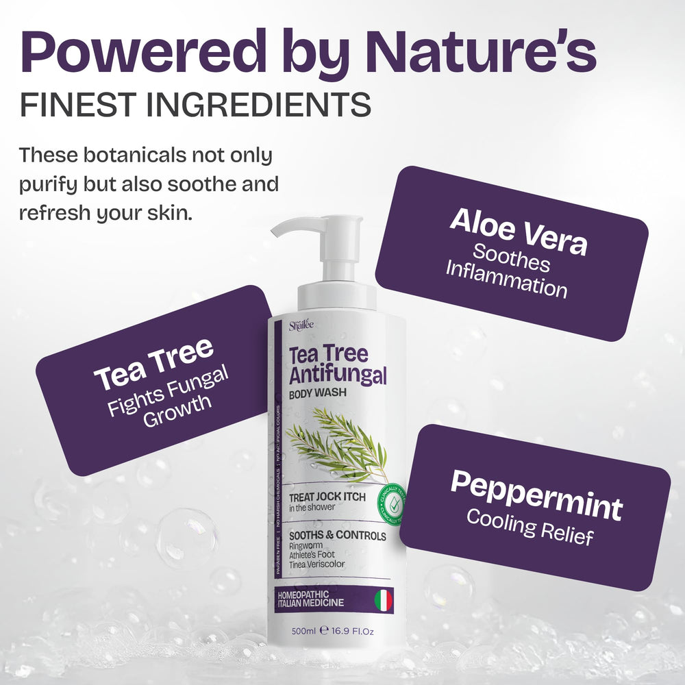 Back view of Shailee Tea Tree Body Wash suitable for acne-prone skin.