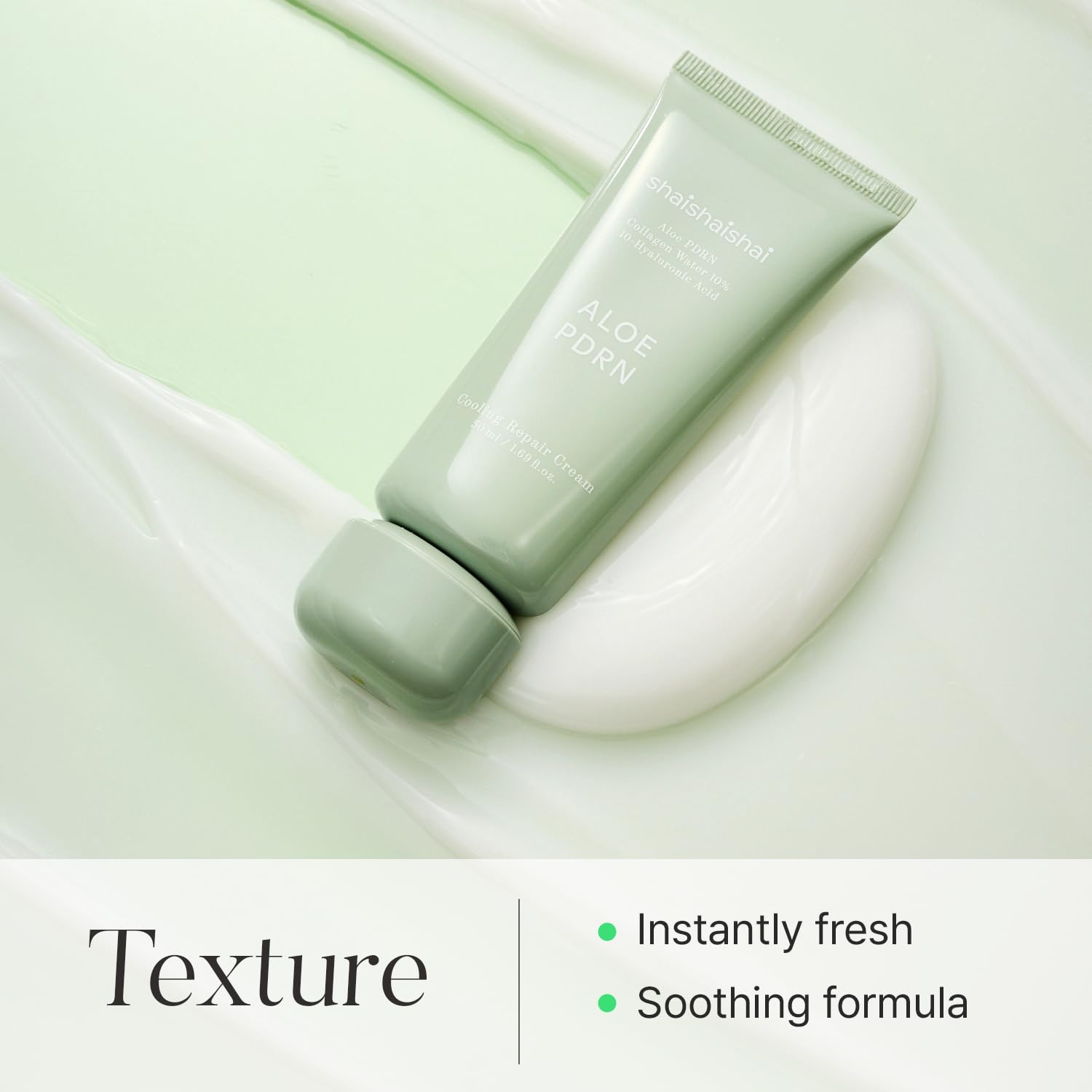 Shaishaishai Aloe PDRN Cooling Cream hydration droplets illustrating moisture boost