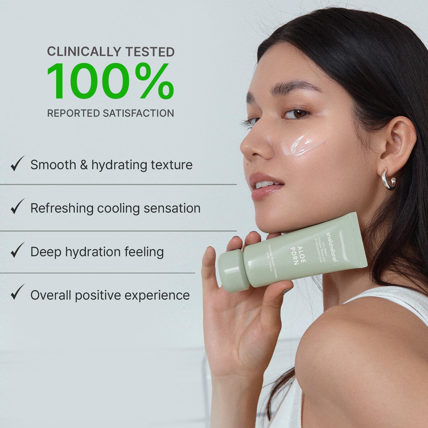 Shaishaishai Aloe PDRN Cooling Cream being applied with a cooling sensation
