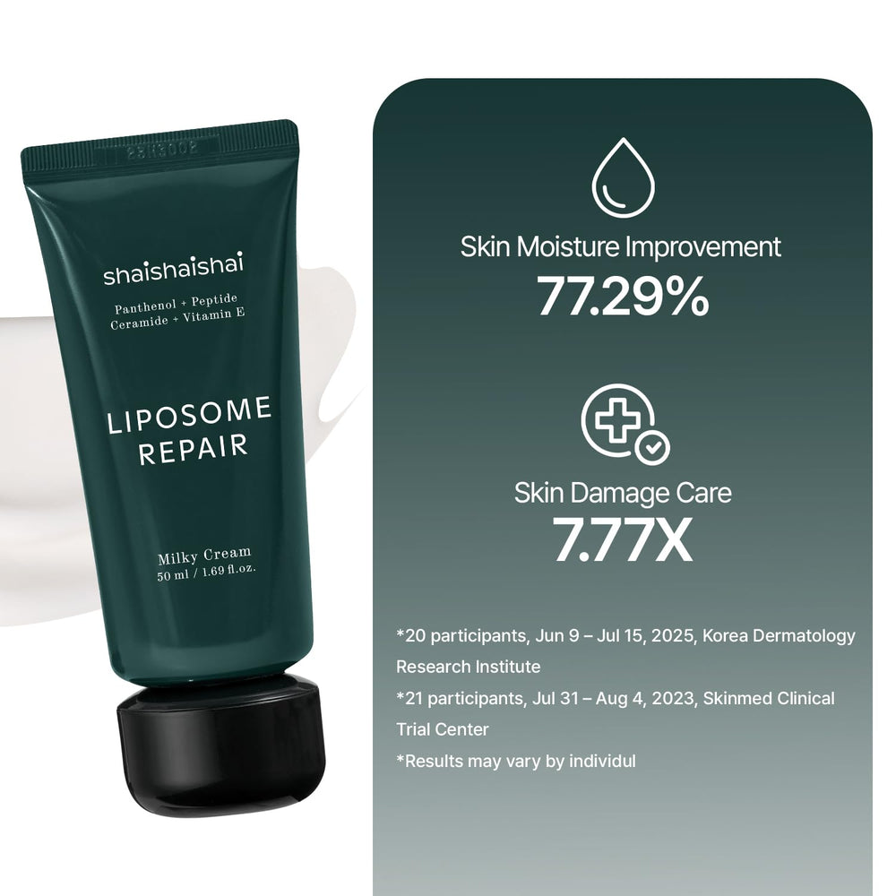shaishaishai Liposome Repair Milky Cream application on arm suggests gentle moisture.