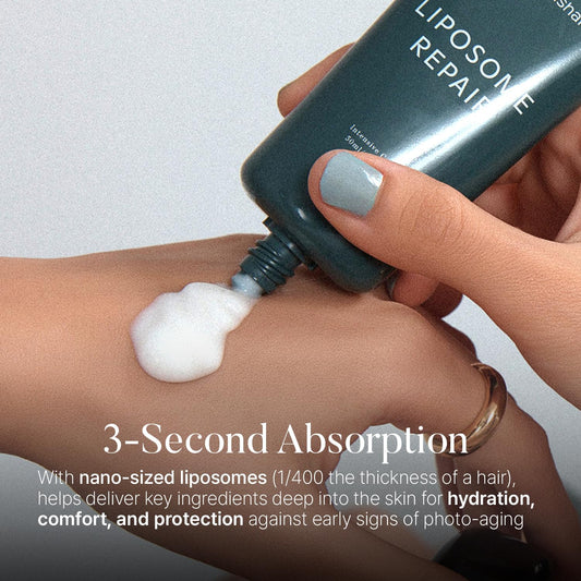 shaishaishai Liposome Repair Milky Cream swirl on hand demonstrates fast absorption.
