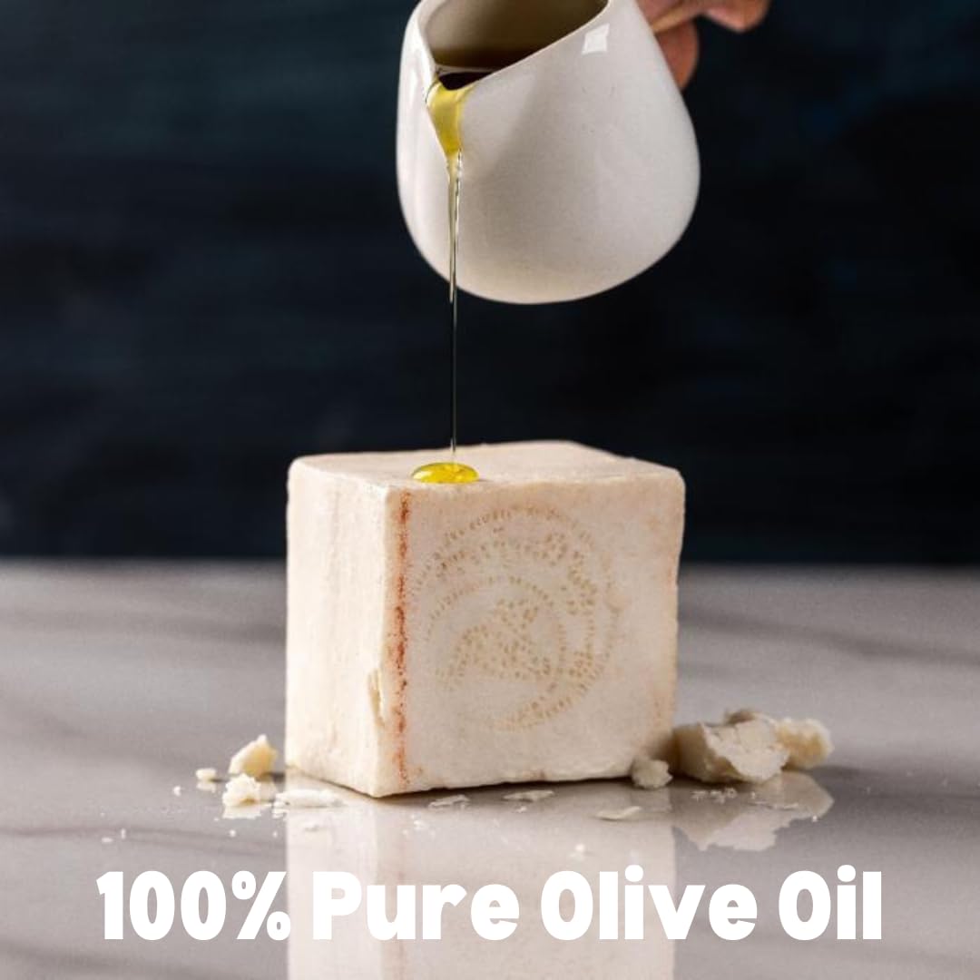 Ingredient-focused view of Shammoot Nabulsi olive oil soap