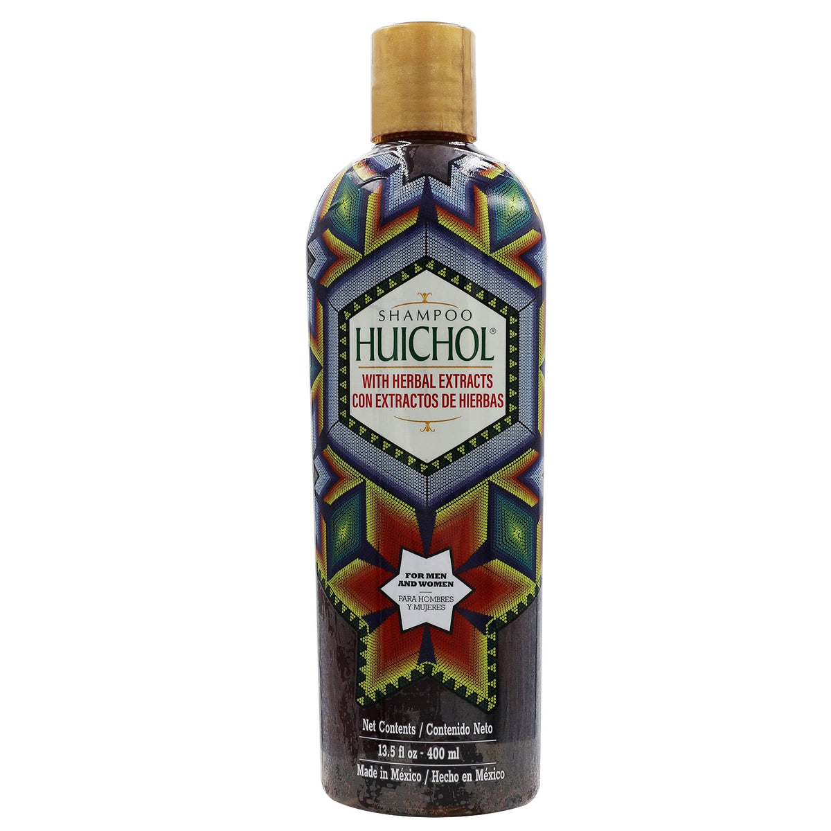 Shampoo del Indio Huichol bottle on shelf promotes clean scalp