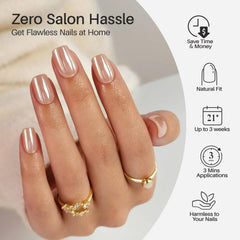 ShangMeng nude chrome nails kit with 16 sizes for precise, personalized fit.
