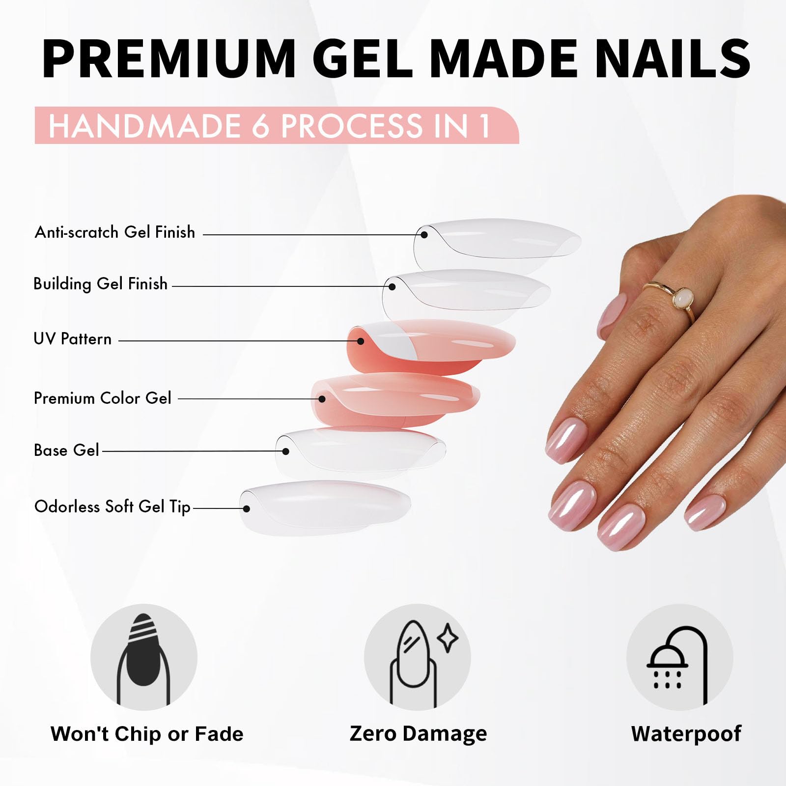 ShangMeng Pink Chrome press-on nails square in box ready for instant DIY nail art