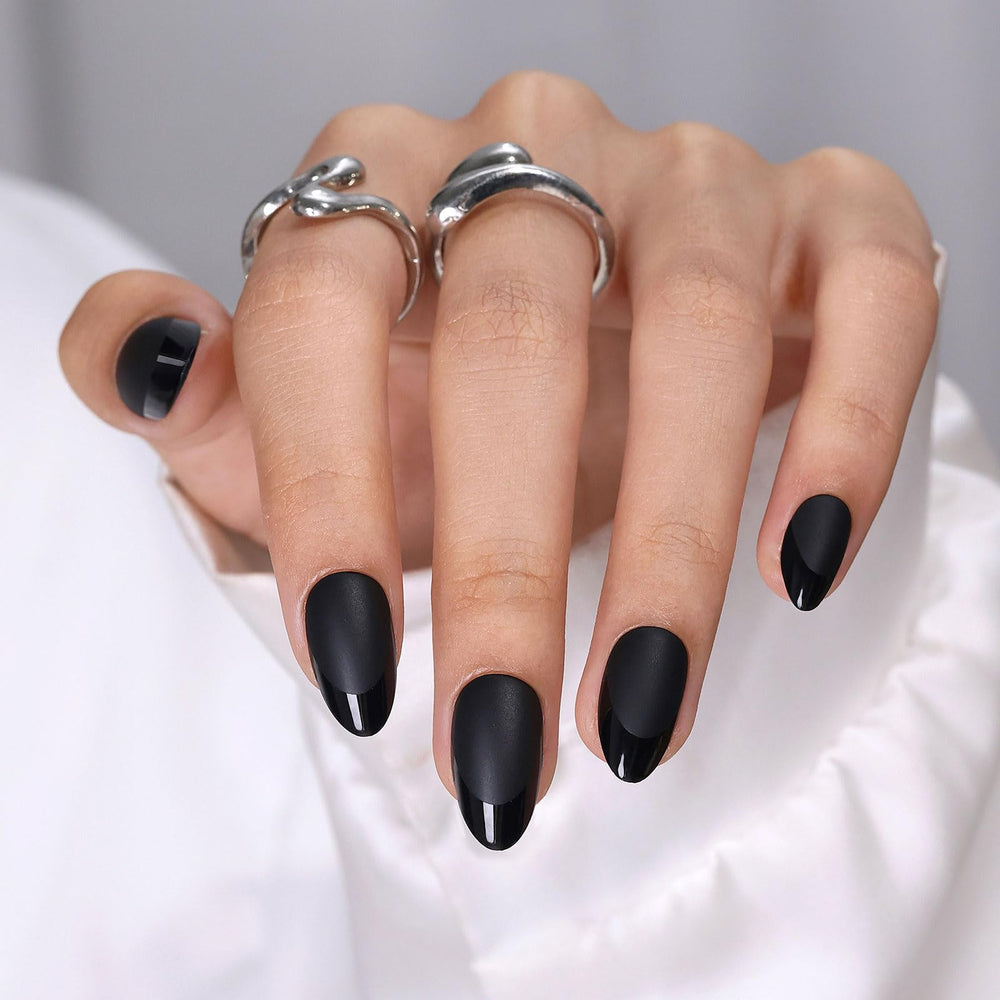ShangMeng Soft Gel Almond Nails close-up showcasing natural feel and matte finish.