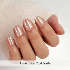ShangMeng soft gel short nails on hand, seamless cuticle blend for a subtle salon look.