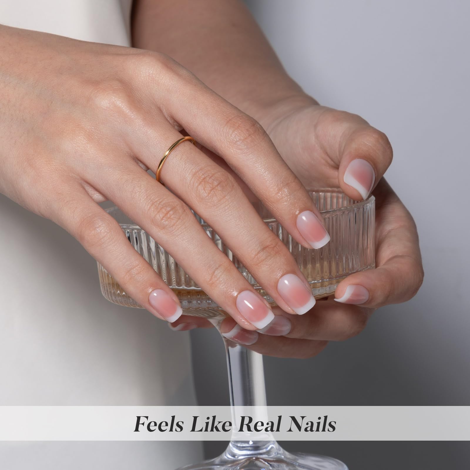 ShangMeng Soft Gel Valentines White Tip nails for a soft, natural look.